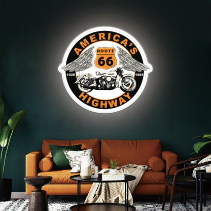 Route 66 Led Neon Sign USB American Retro Road Trip Lover Home Bar Wall Art