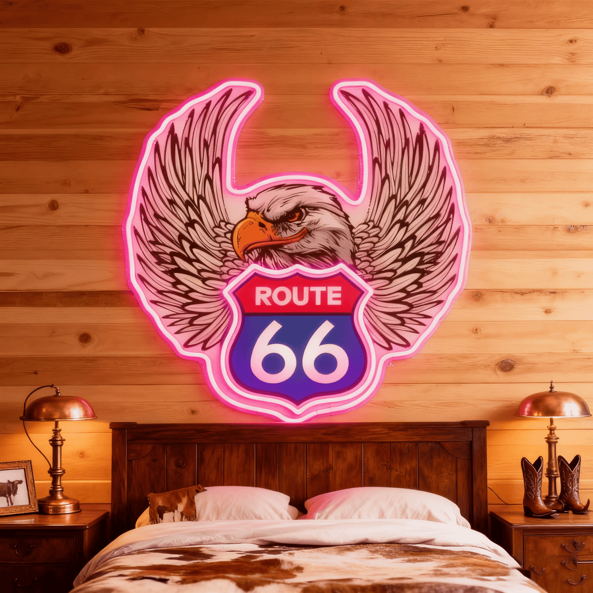 Route 66 Led Neon Sign USB American Retro Road Trip Lover Home Bar Wall Art