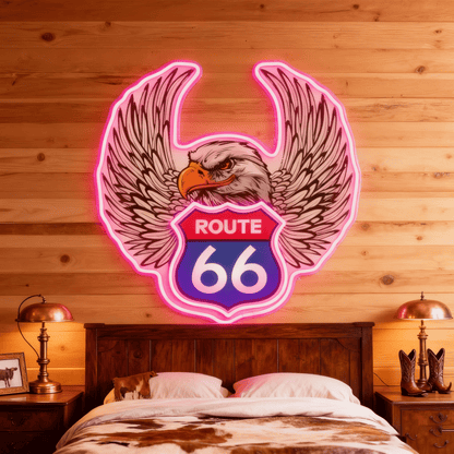 Route 66 Led Neon Sign USB American Retro Road Trip Lover Home Bar Wall Art