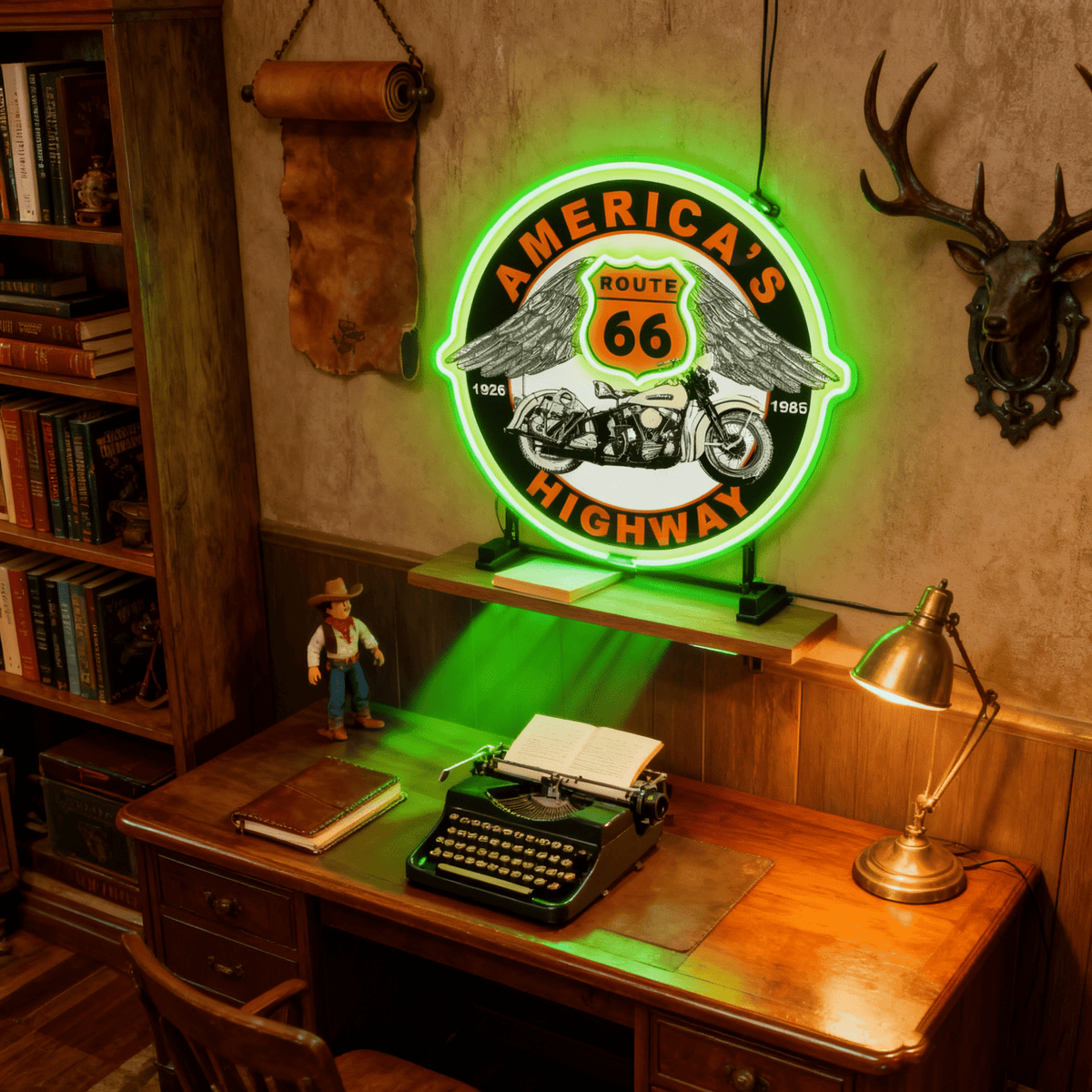 Route 66 Led Neon Sign USB American Retro Road Trip Lover Home Bar Wall Art