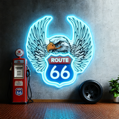 Route 66 Led Neon Sign USB American Retro Road Trip Lover Home Bar Wall Art
