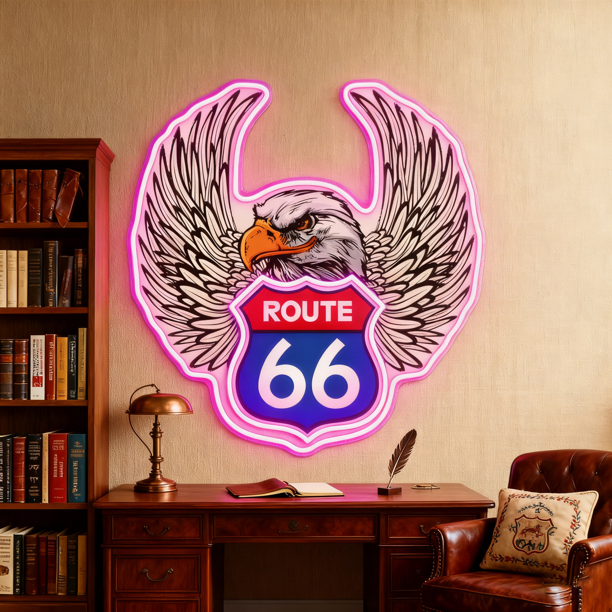 Route 66 Led Neon Sign USB American Retro Road Trip Lover Home Bar Wall Art
