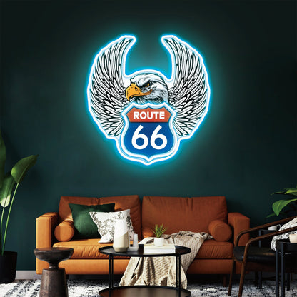 Route 66 Led Neon Sign USB American Retro Road Trip Lover Home Bar Wall Art