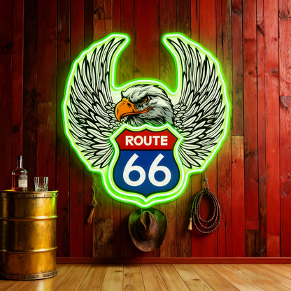Route 66 Led Neon Sign USB American Retro Road Trip Lover Home Bar Wall Art