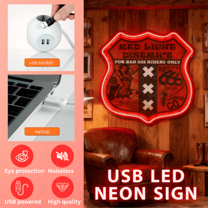 Route 66 Led Neon Sign USB American Retro Road Trip Lover Home Bar Wall Art
