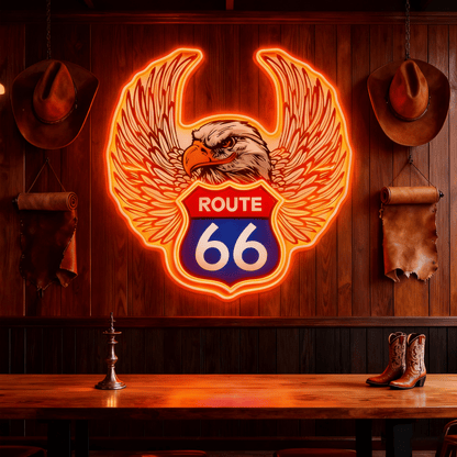 Route 66 Led Neon Sign USB American Retro Road Trip Lover Home Bar Wall Art