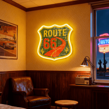 Route 66 Led Neon Sign USB American Retro Road Trip Lover Home Bar Wall Art