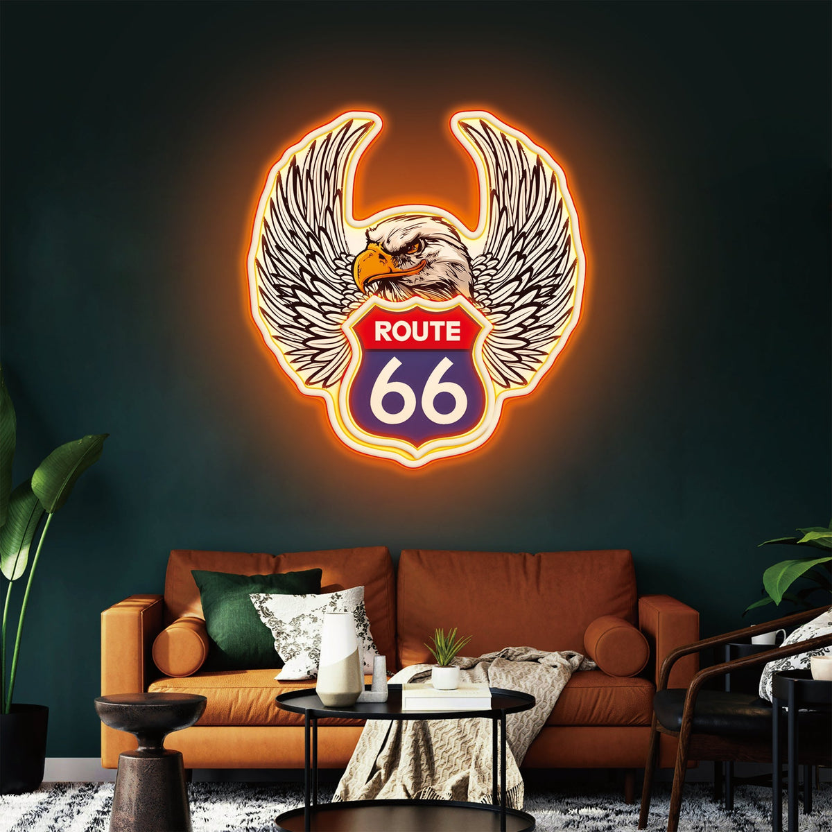 Route 66 Led Neon Sign USB American Retro Road Trip Lover Home Bar Wall Art