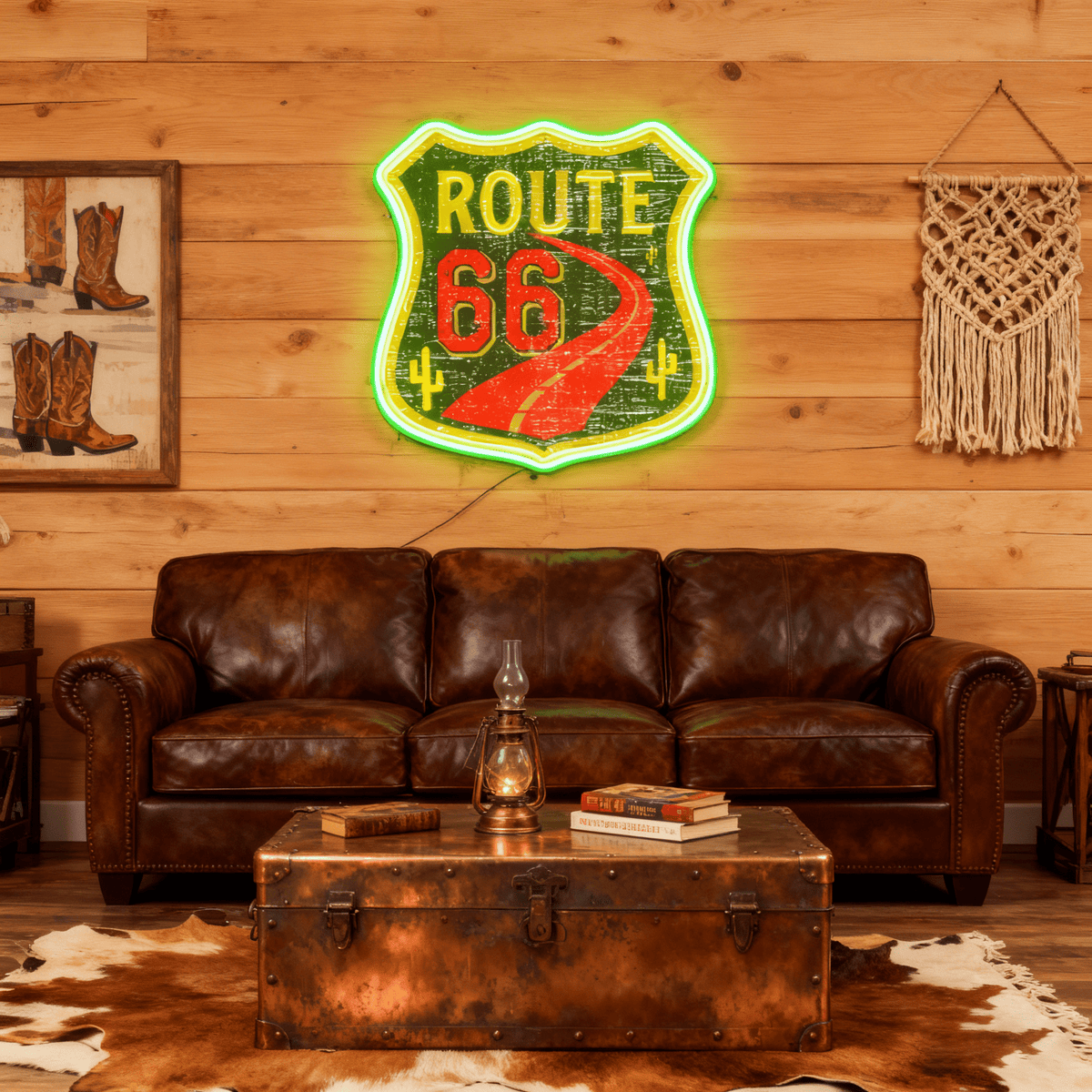Route 66 Led Neon Sign USB American Retro Road Trip Lover Home Bar Wall Art