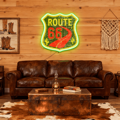 Route 66 Led Neon Sign USB American Retro Road Trip Lover Home Bar Wall Art
