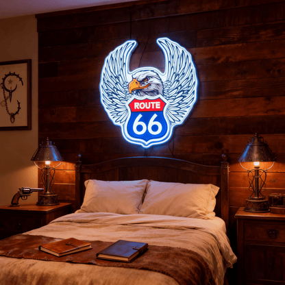 Route 66 Led Neon Sign USB American Retro Road Trip Lover Home Bar Wall Art