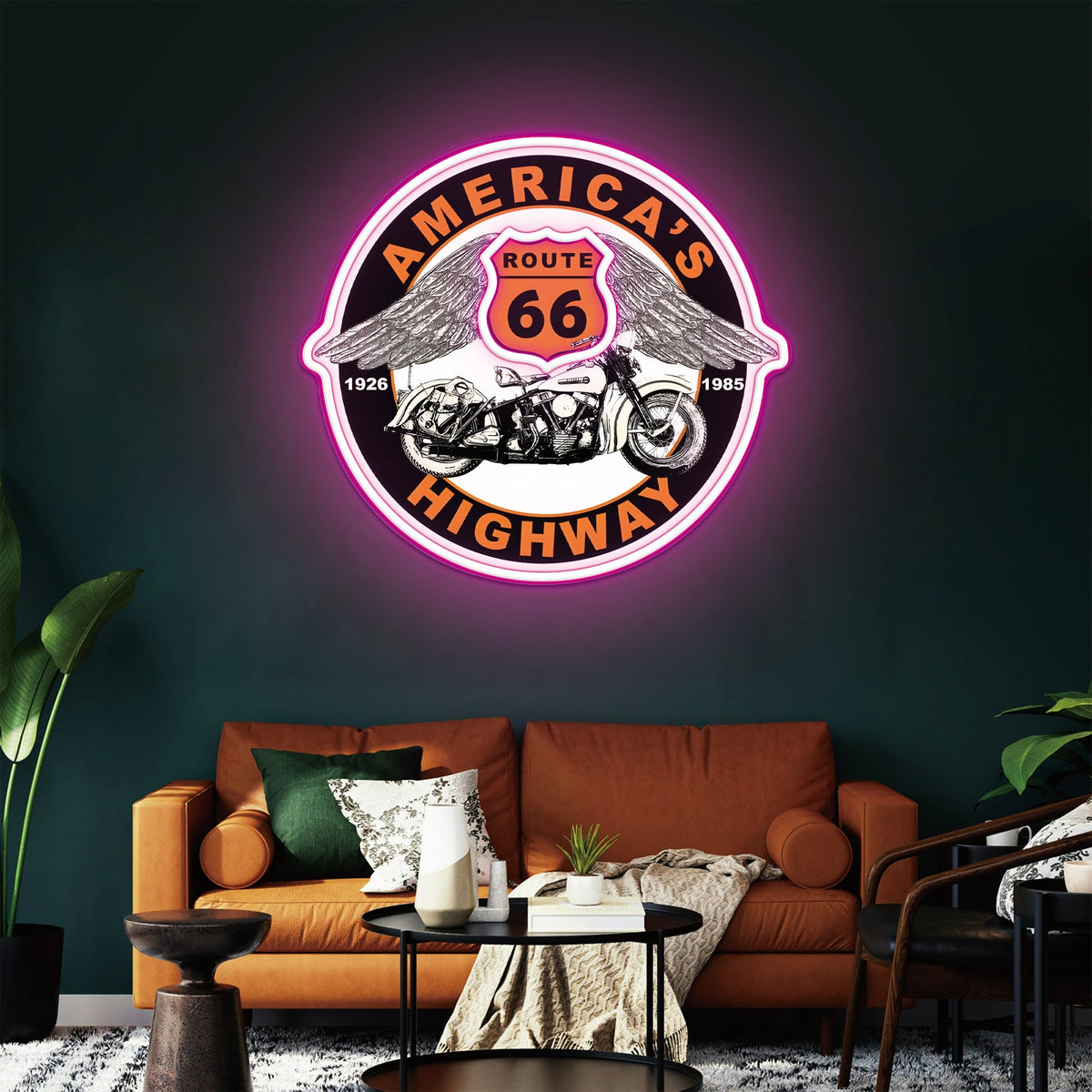Route 66 Led Neon Sign USB American Retro Road Trip Lover Home Bar Wall Art