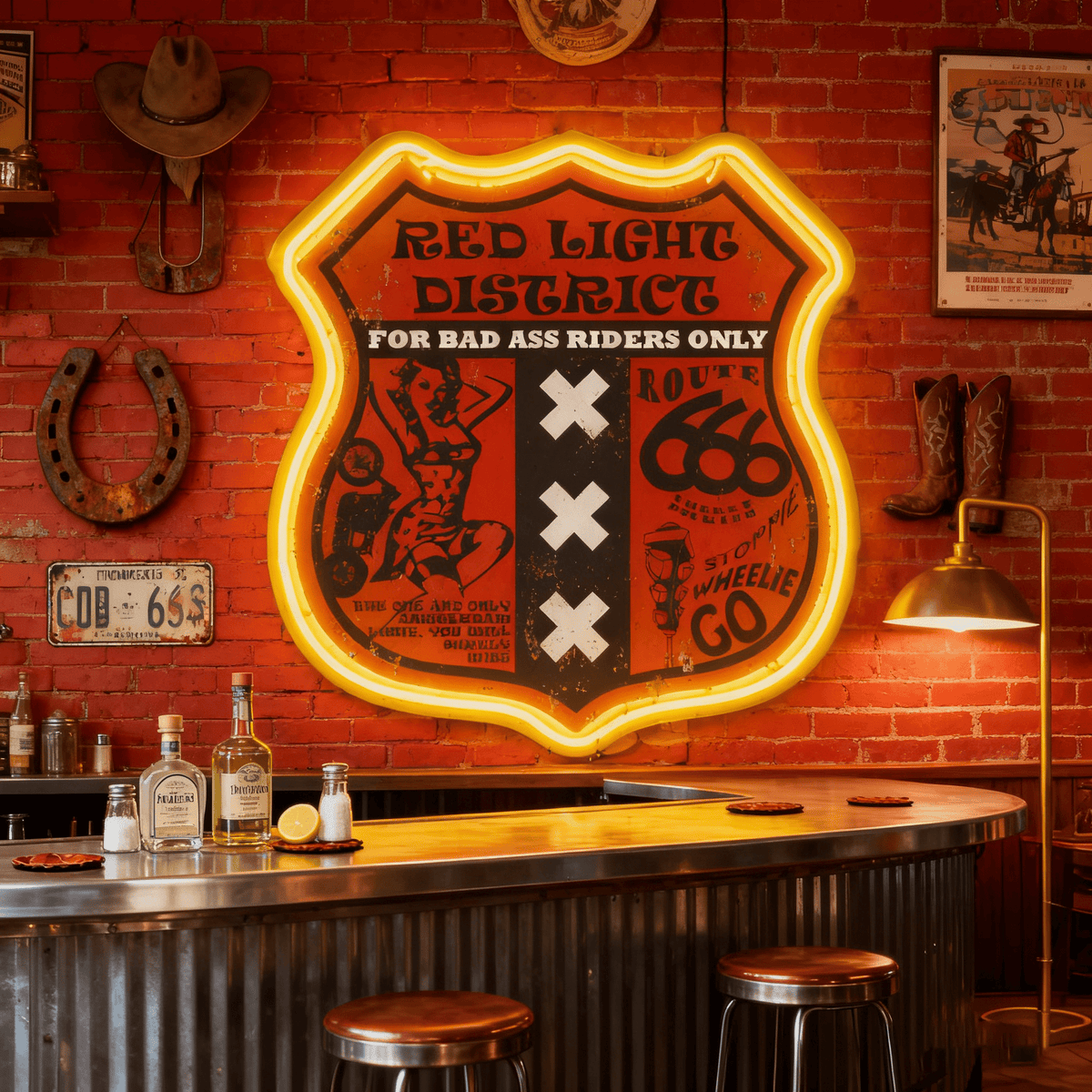 Route 66 Led Neon Sign USB American Retro Road Trip Lover Home Bar Wall Art