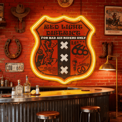Route 66 Led Neon Sign USB American Retro Road Trip Lover Home Bar Wall Art