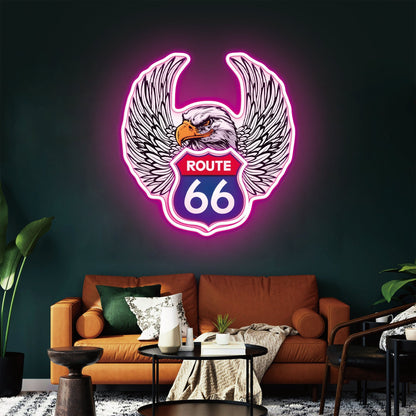 Route 66 Led Neon Sign USB American Retro Road Trip Lover Home Bar Wall Art