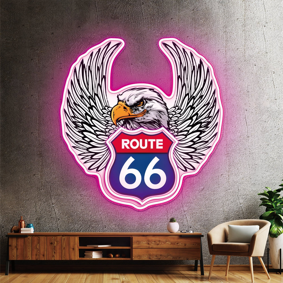 Route 66 Led Neon Sign USB American Retro Road Trip Lover Home Bar Wall Art