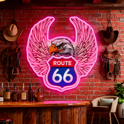 Route 66 Led Neon Sign USB American Retro Road Trip Lover Home Bar Wall Art