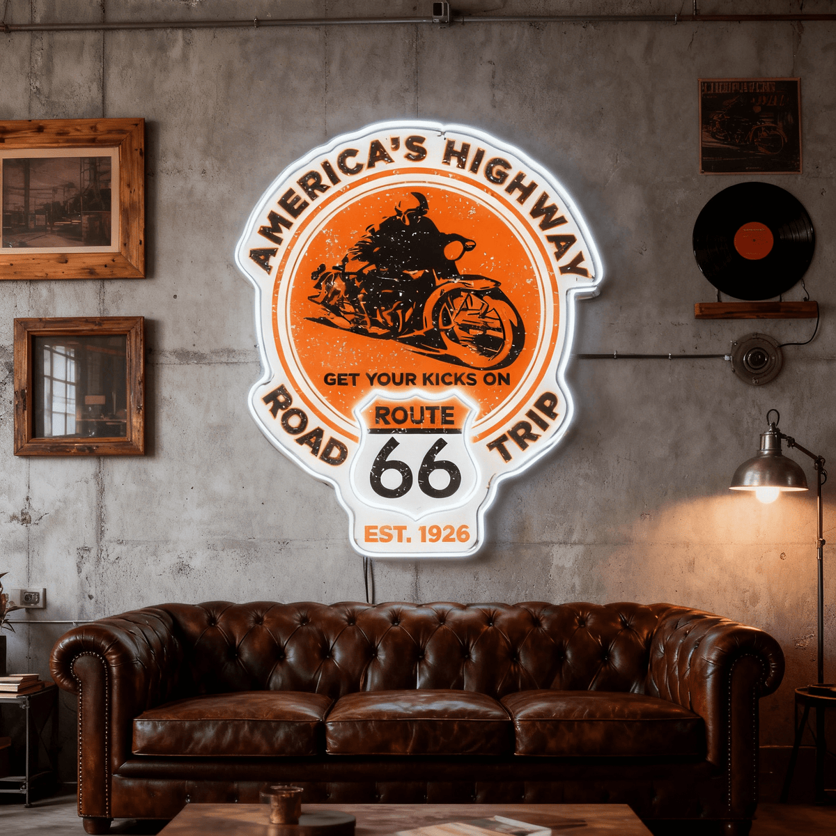 Route 66 Led Neon Sign USB American Retro Road Trip Lover Home Bar Wall Art
