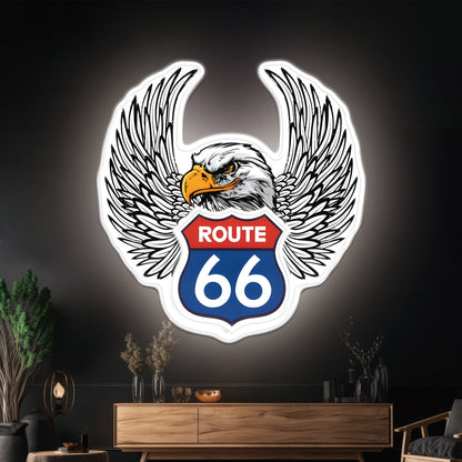 Route 66 Led Neon Sign USB American Retro Road Trip Lover Home Bar Wall Art