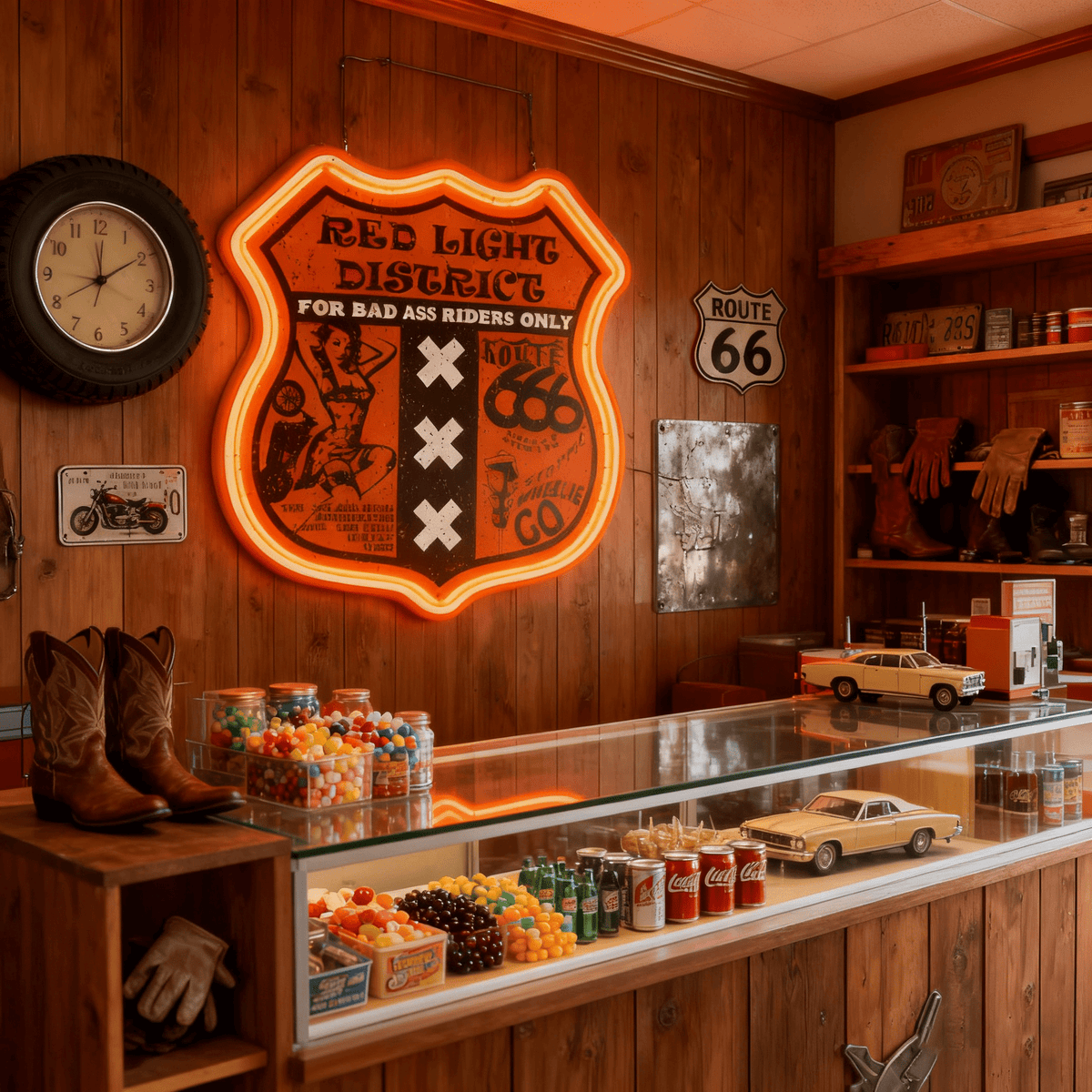 Route 66 Led Neon Sign USB American Retro Road Trip Lover Home Bar Wall Art