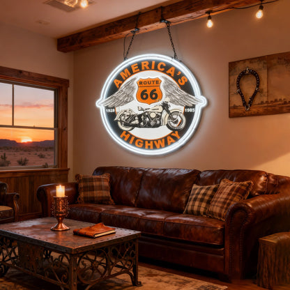 Route 66 Led Neon Sign USB American Retro Road Trip Lover Home Bar Wall Art