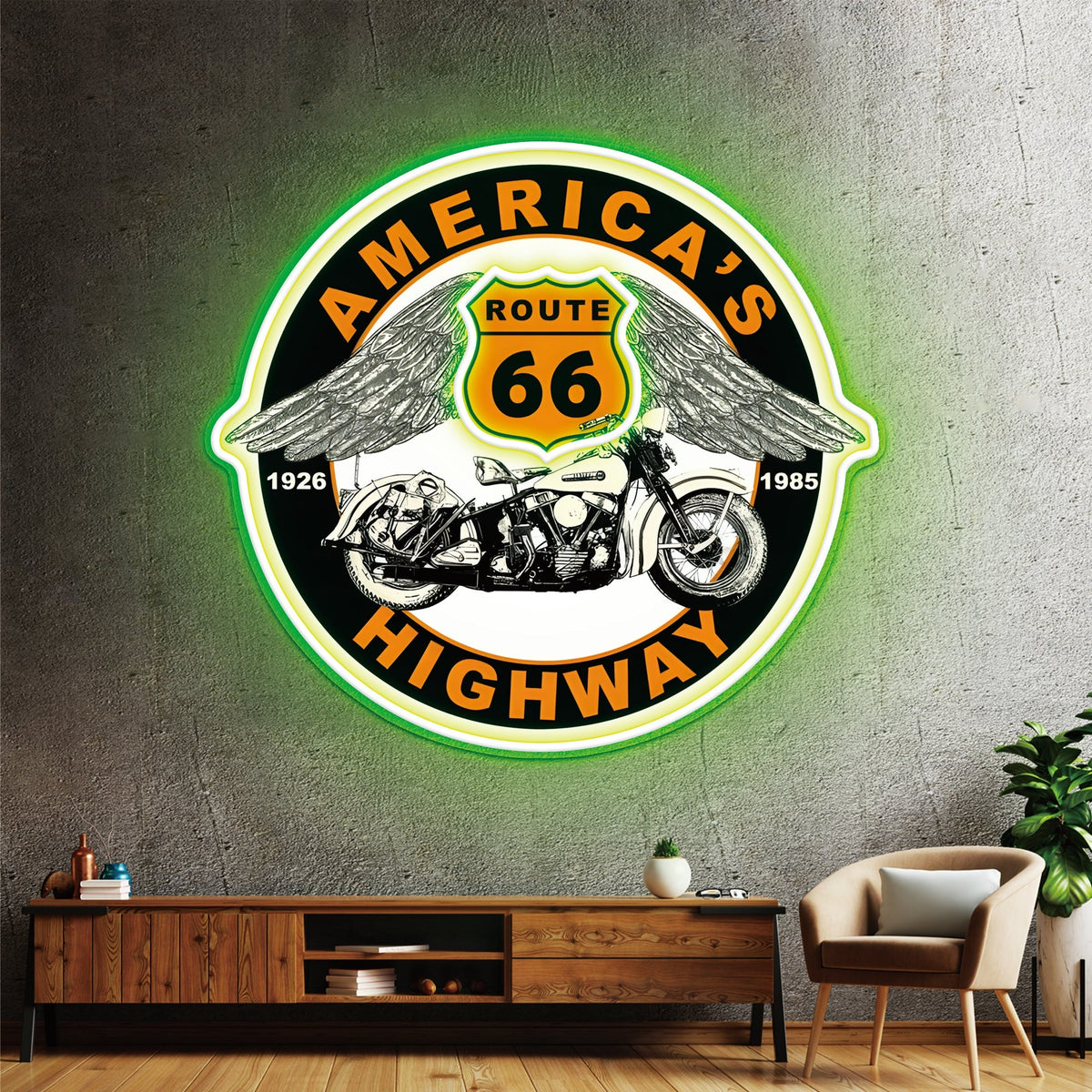 Route 66 Led Neon Sign USB American Retro Road Trip Lover Home Bar Wall Art