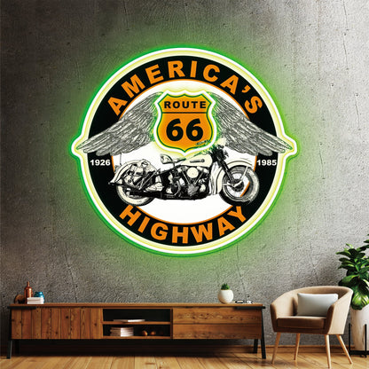 Route 66 Led Neon Sign USB American Retro Road Trip Lover Home Bar Wall Art