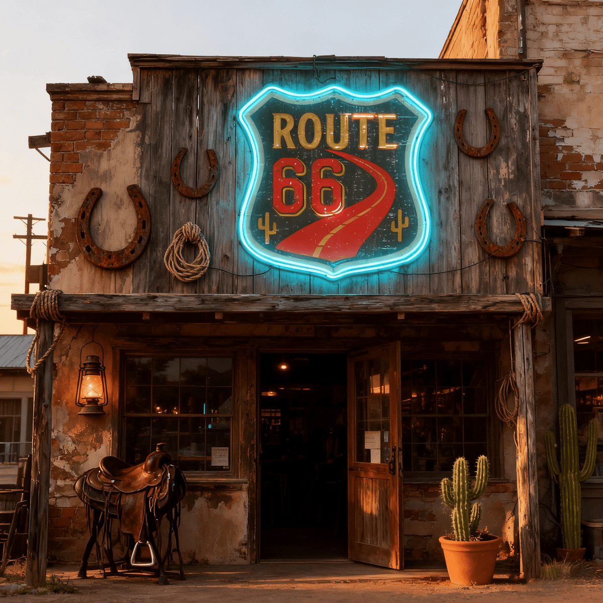 Route 66 Led Neon Sign USB American Retro Road Trip Lover Home Bar Wall Art