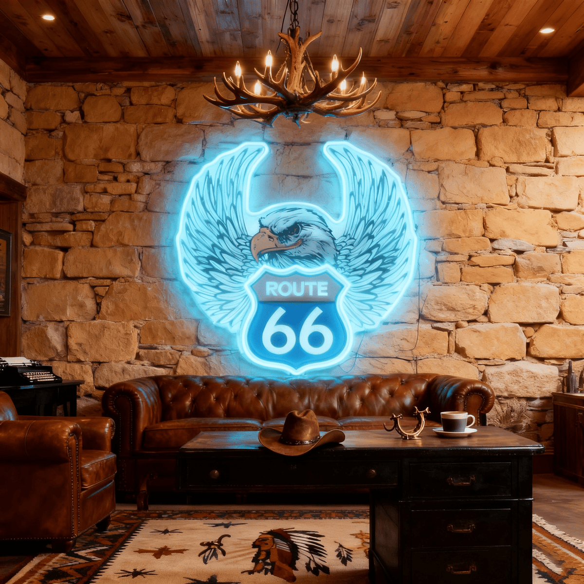 Route 66 Led Neon Sign USB American Retro Road Trip Lover Home Bar Wall Art