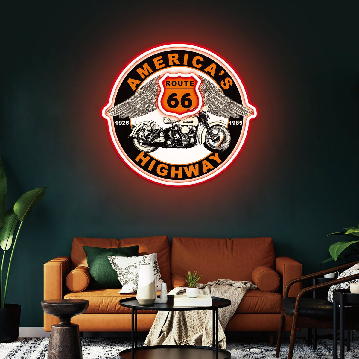 Route 66 Led Neon Sign USB American Retro Road Trip Lover Home Bar Wall Art