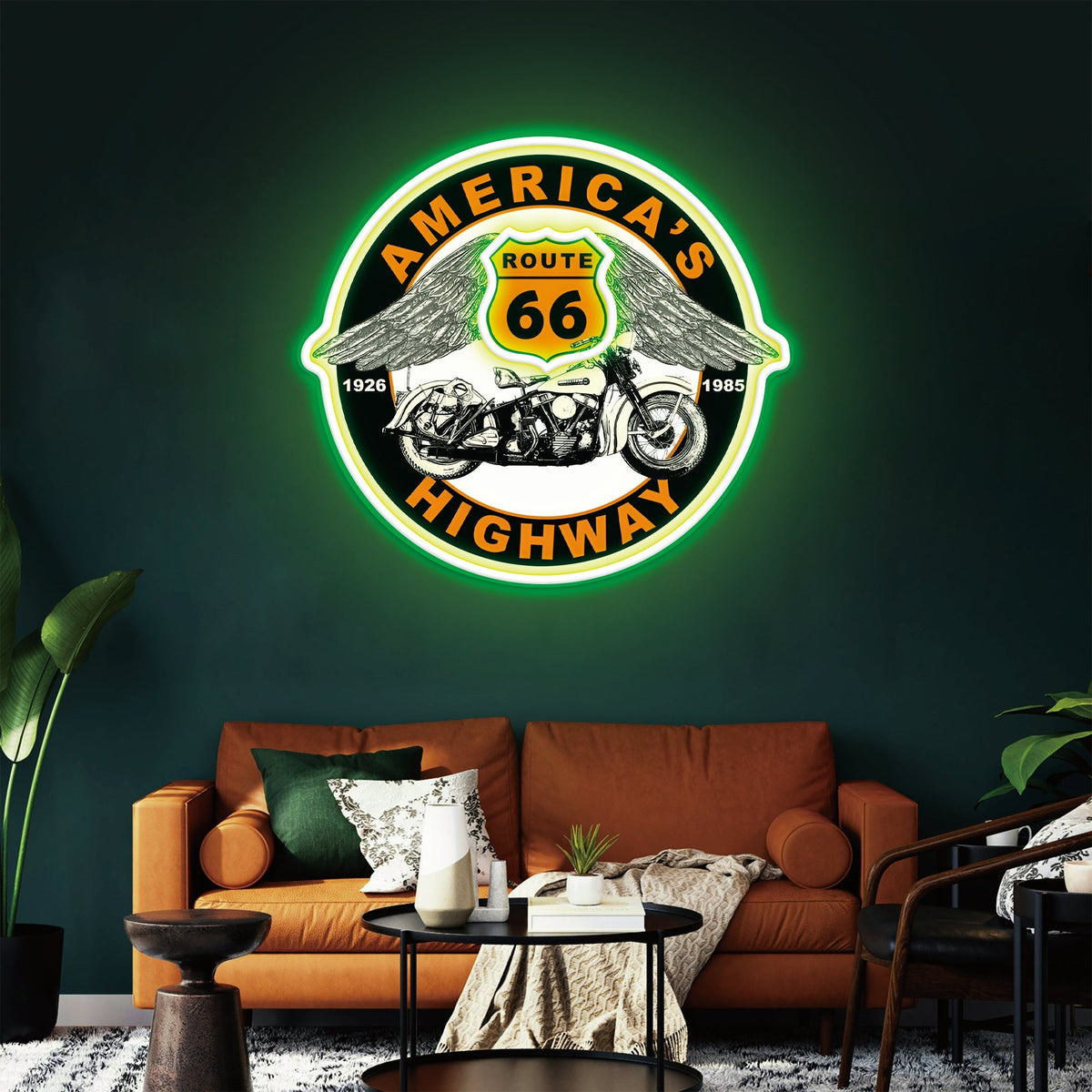 Route 66 Led Neon Sign USB American Retro Road Trip Lover Home Bar Wall Art