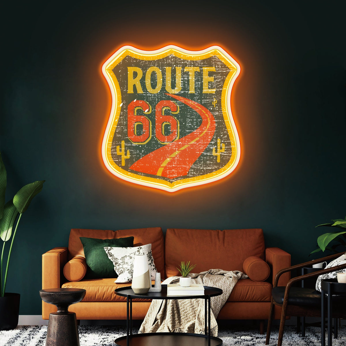 Route 66 Led Neon Sign USB American Retro Road Trip Lover Home Bar Wall Art