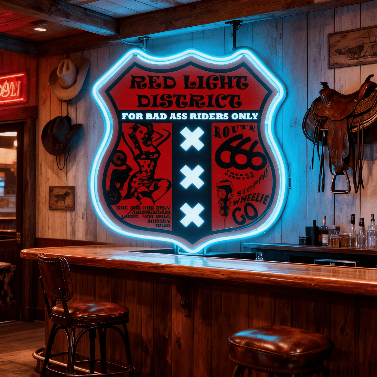 Route 66 Led Neon Sign USB American Retro Road Trip Lover Home Bar Wall Art