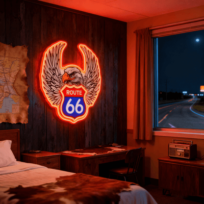 Route 66 Led Neon Sign USB American Retro Road Trip Lover Home Bar Wall Art