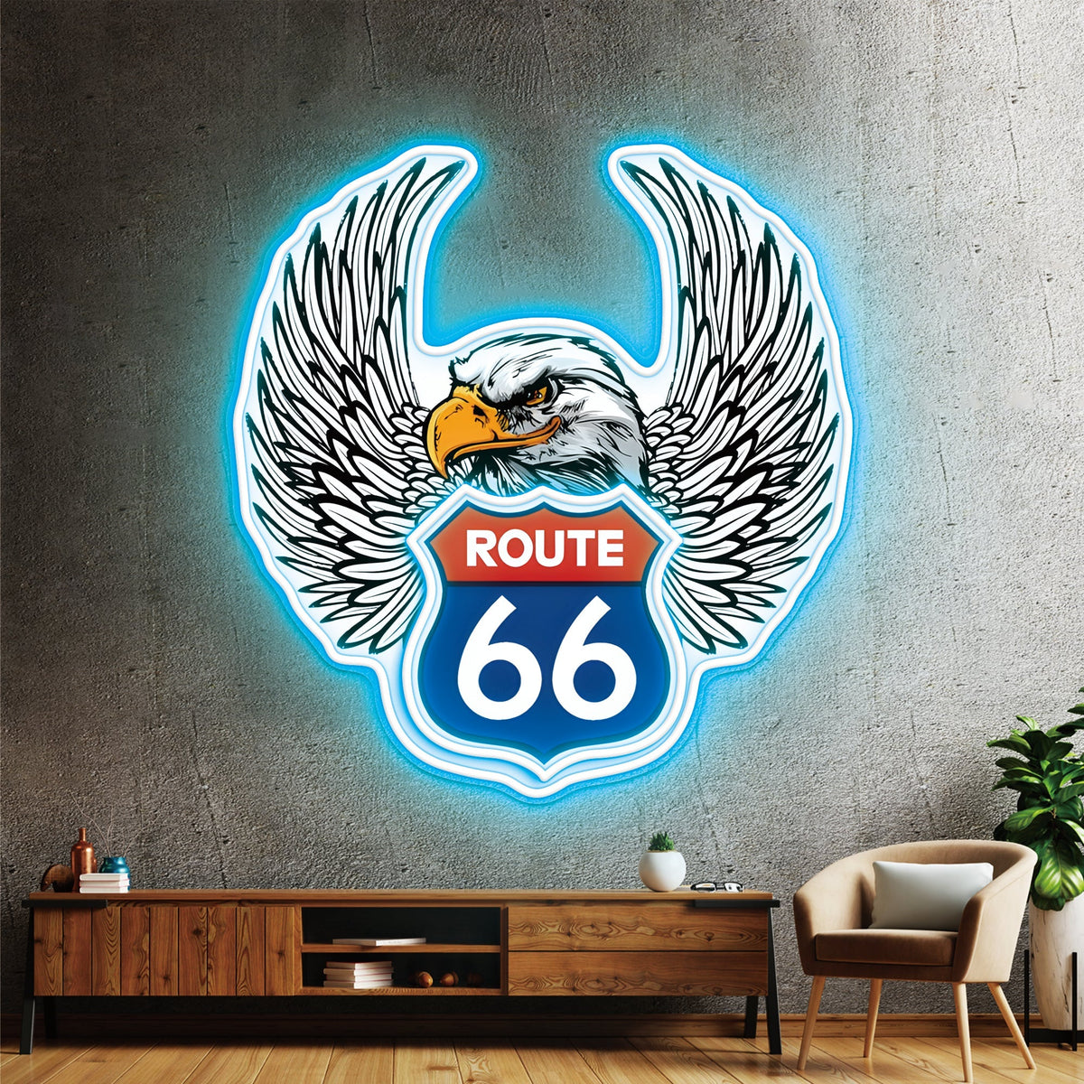 Route 66 Led Neon Sign USB American Retro Road Trip Lover Home Bar Wall Art
