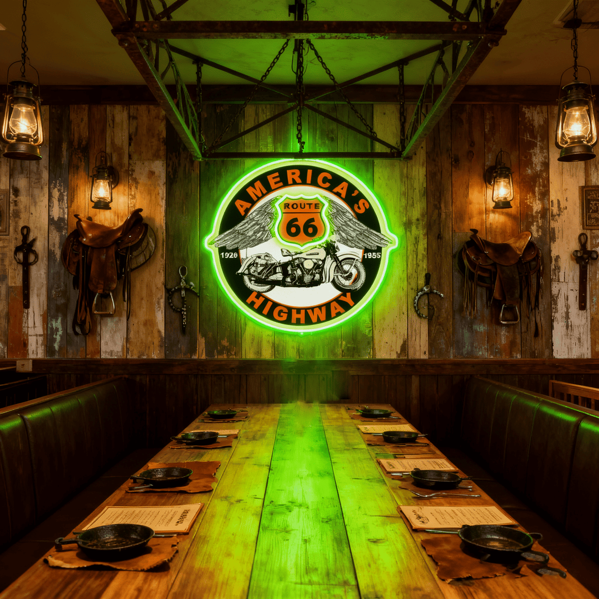 Route 66 Led Neon Sign USB American Retro Road Trip Lover Home Bar Wall Art