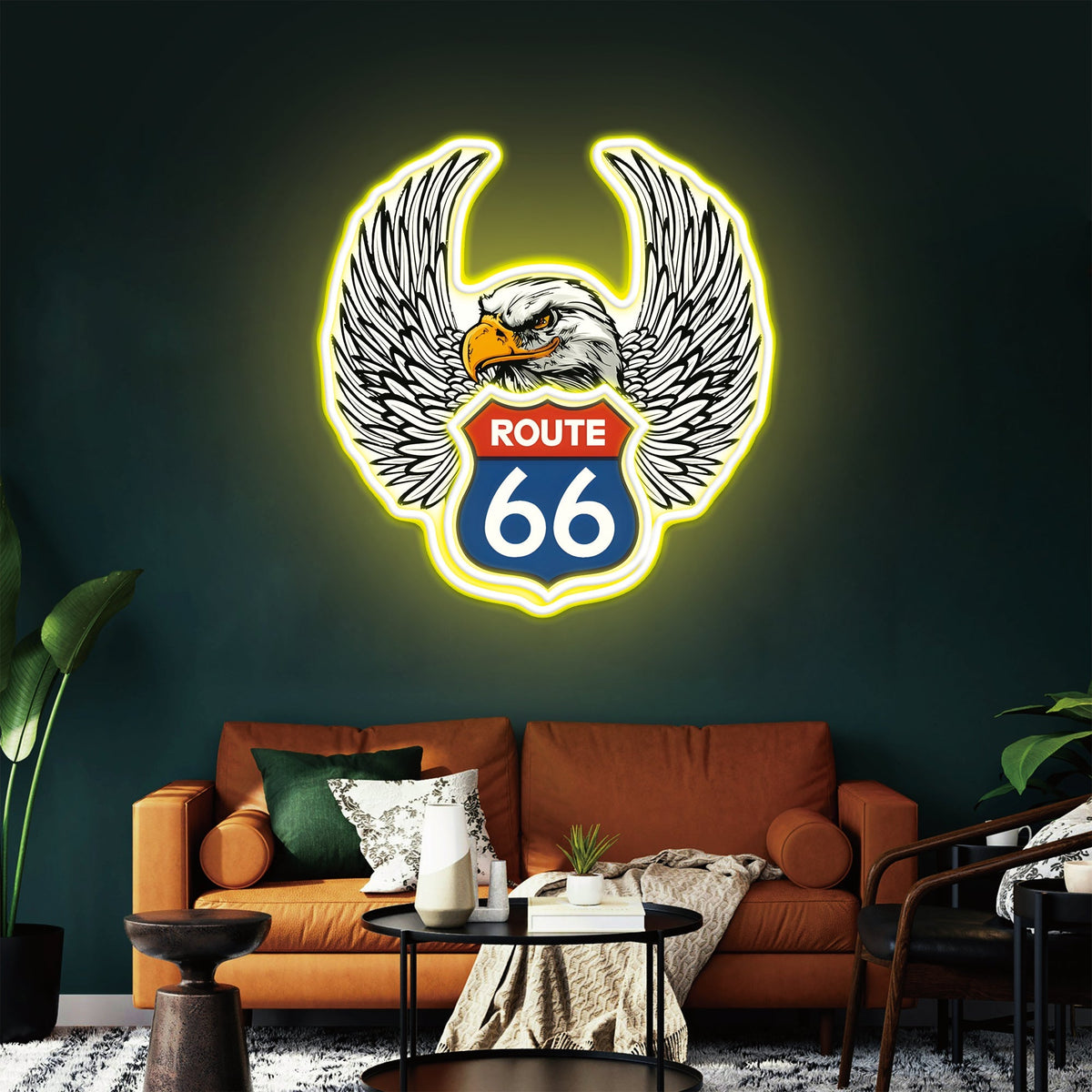 Route 66 Led Neon Sign USB American Retro Road Trip Lover Home Bar Wall Art