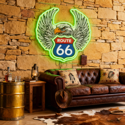 Route 66 Led Neon Sign USB American Retro Road Trip Lover Home Bar Wall Art