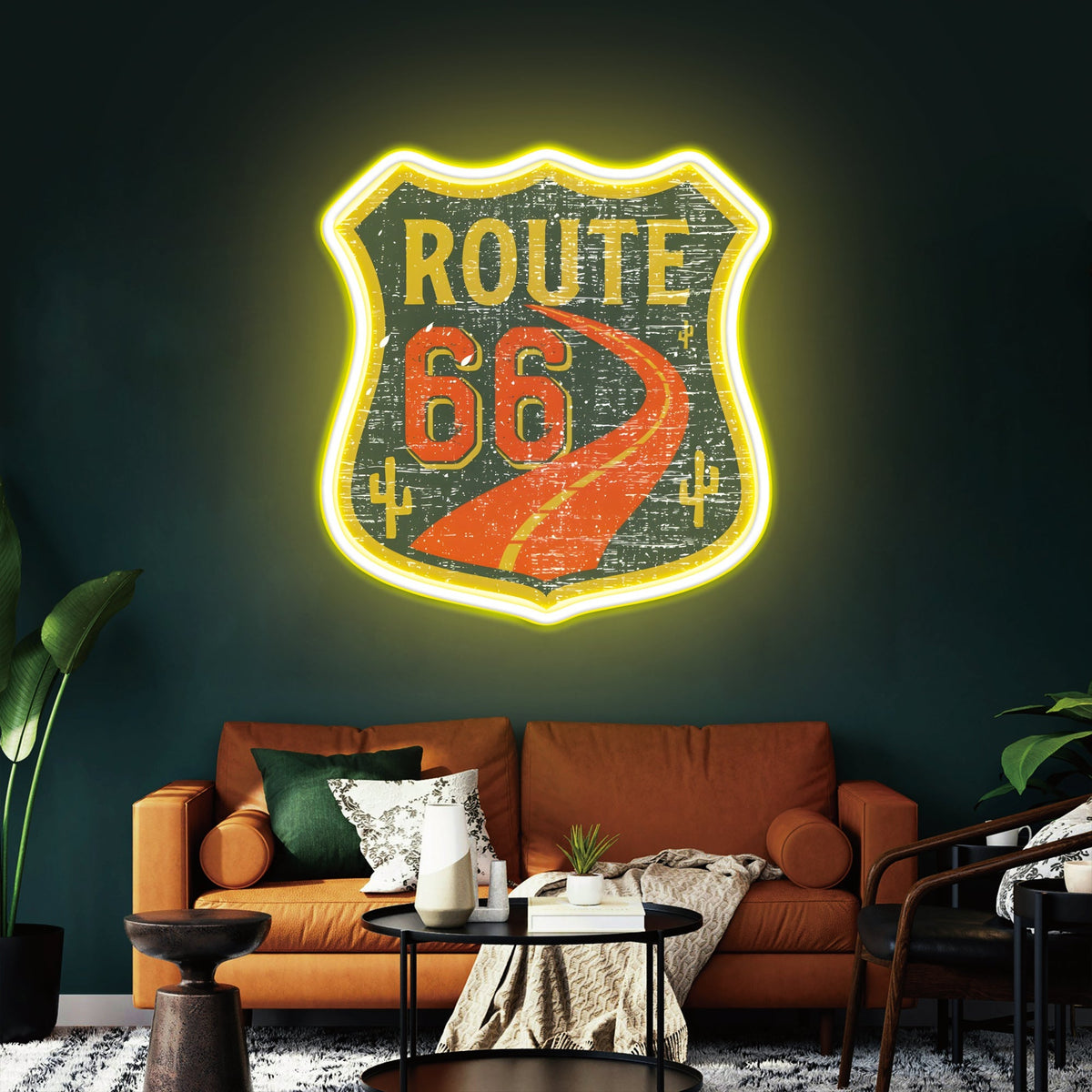 Route 66 Led Neon Sign USB American Retro Road Trip Lover Home Bar Wall Art