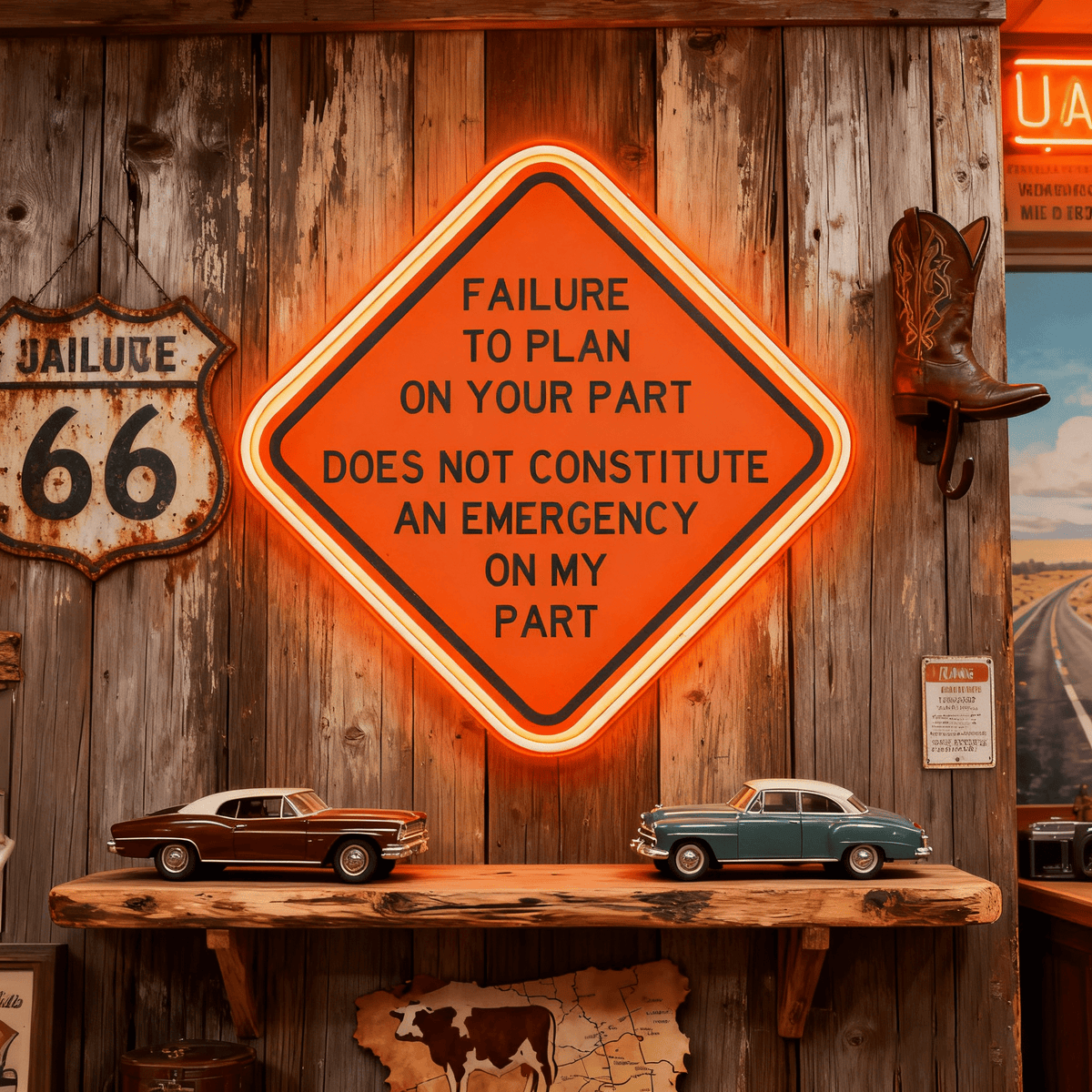 Route 66 Led Neon Sign USB American Retro Road Trip Lover Home Bar Wall Art