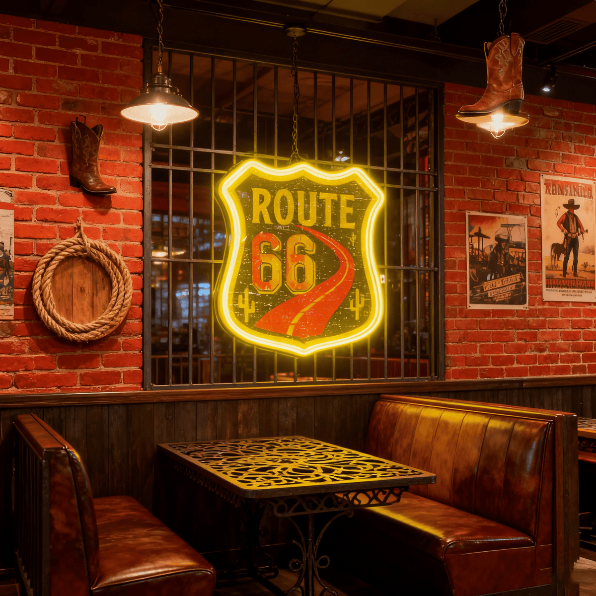 Route 66 Led Neon Sign USB American Retro Road Trip Lover Home Bar Wall Art