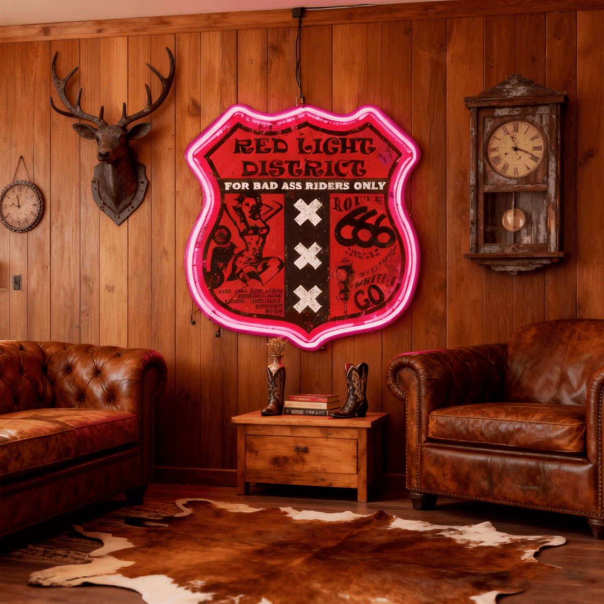 Route 66 Led Neon Sign USB American Retro Road Trip Lover Home Bar Wall Art