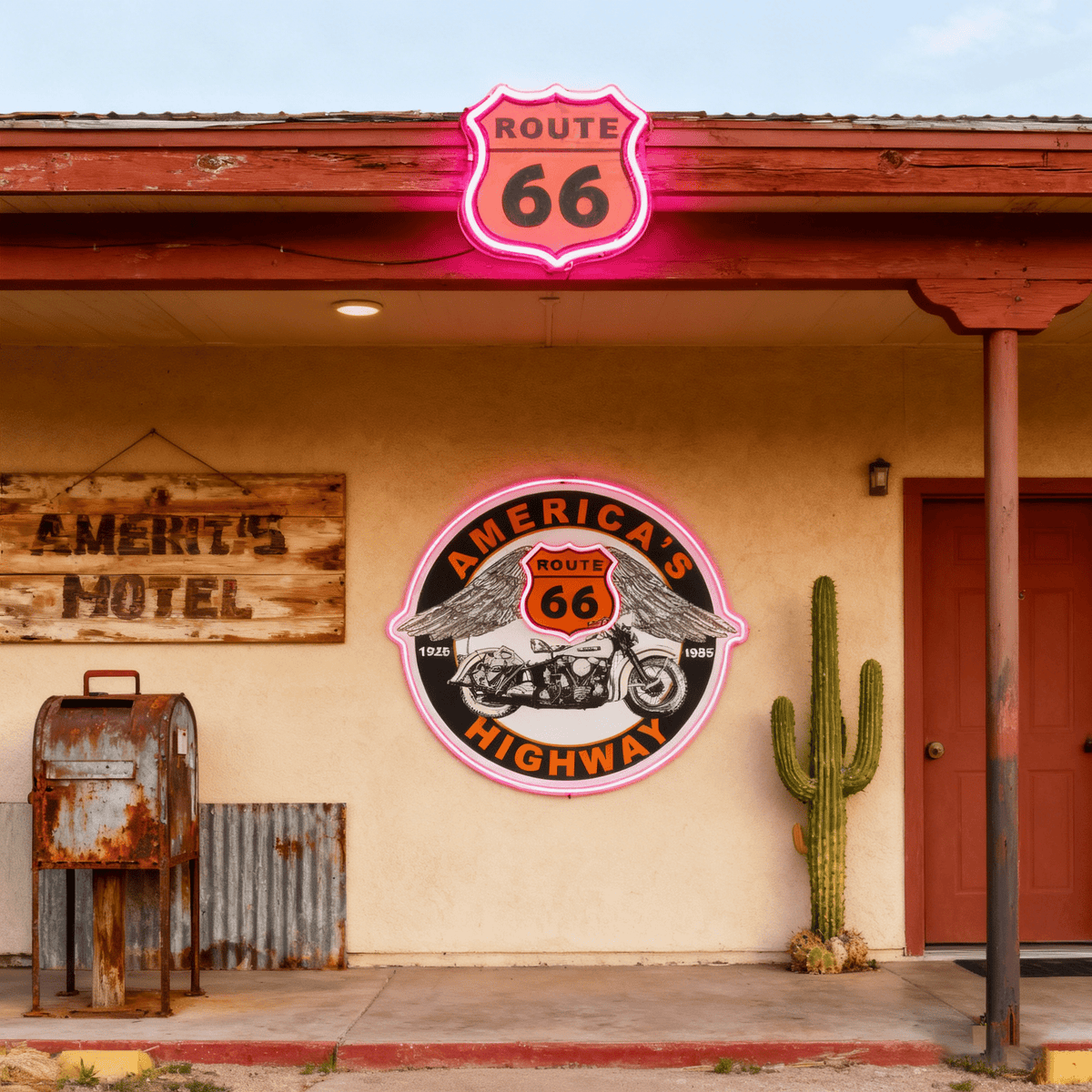 Route 66 Led Neon Sign USB American Retro Road Trip Lover Home Bar Wall Art