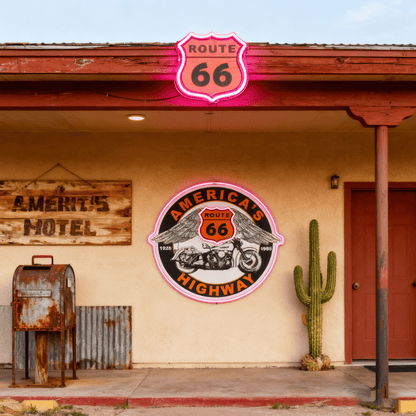Route 66 Led Neon Sign USB American Retro Road Trip Lover Home Bar Wall Art