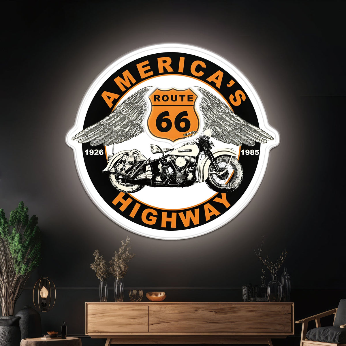 Route 66 Led Neon Sign USB American Retro Road Trip Lover Home Bar Wall Art