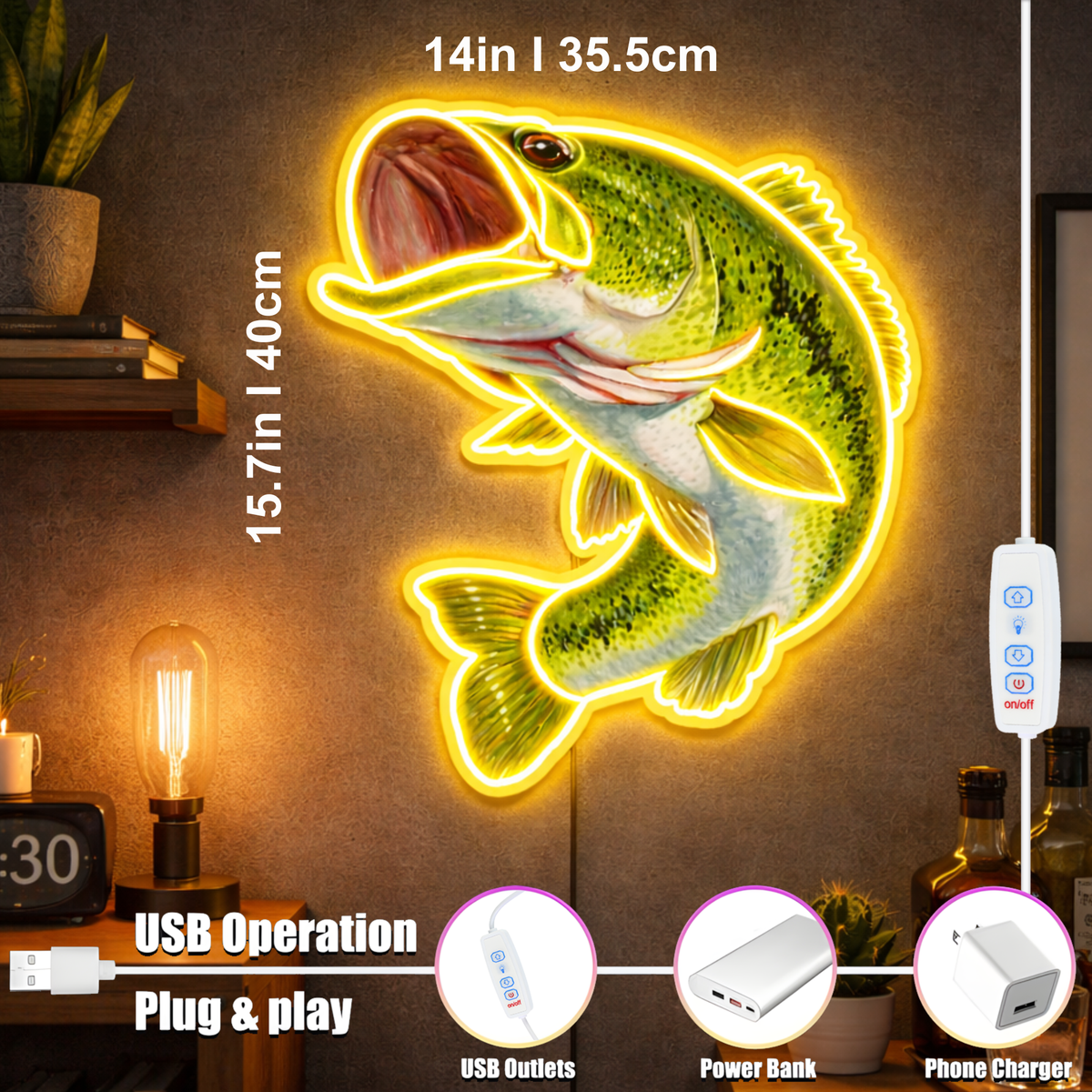 ShineNeon™ Largemouth Bass Fishing LED Neon Sign - Vivid Angler Cave & Cabin Wall Decor