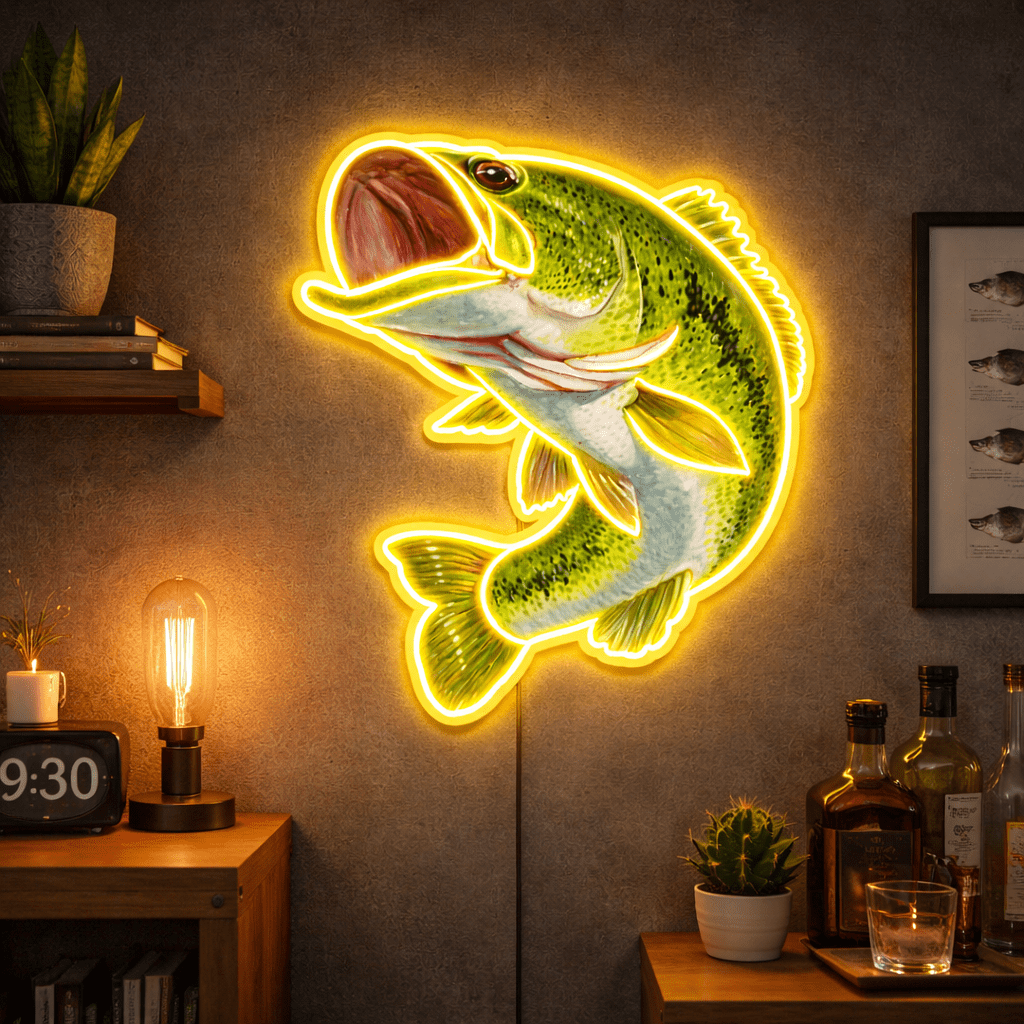 ShineNeon™ Bass & Sunset Fishing LED Neon Signs - Ultimate Angler Cabin Man Cave Wall Decor