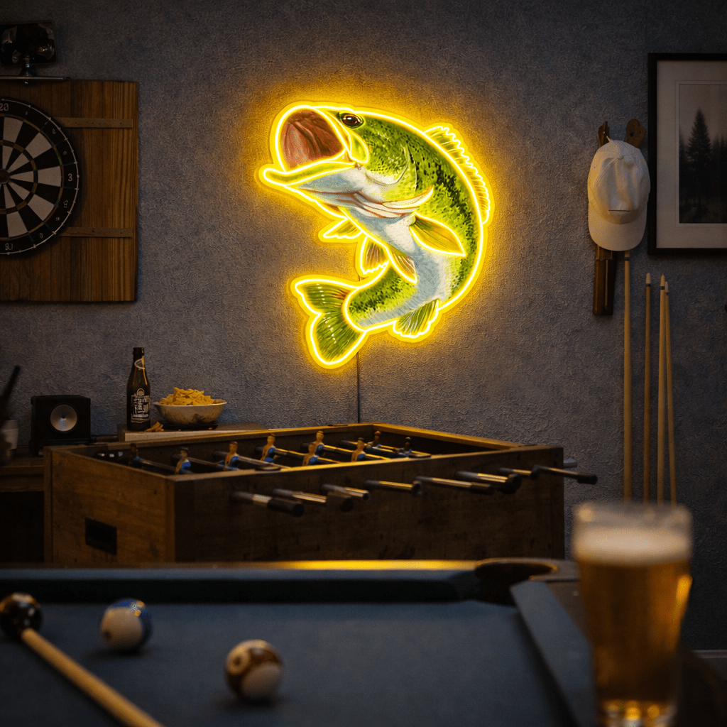 ShineNeon™ Bass & Sunset Fishing LED Neon Signs - Ultimate Angler Cabin Man Cave Wall Decor