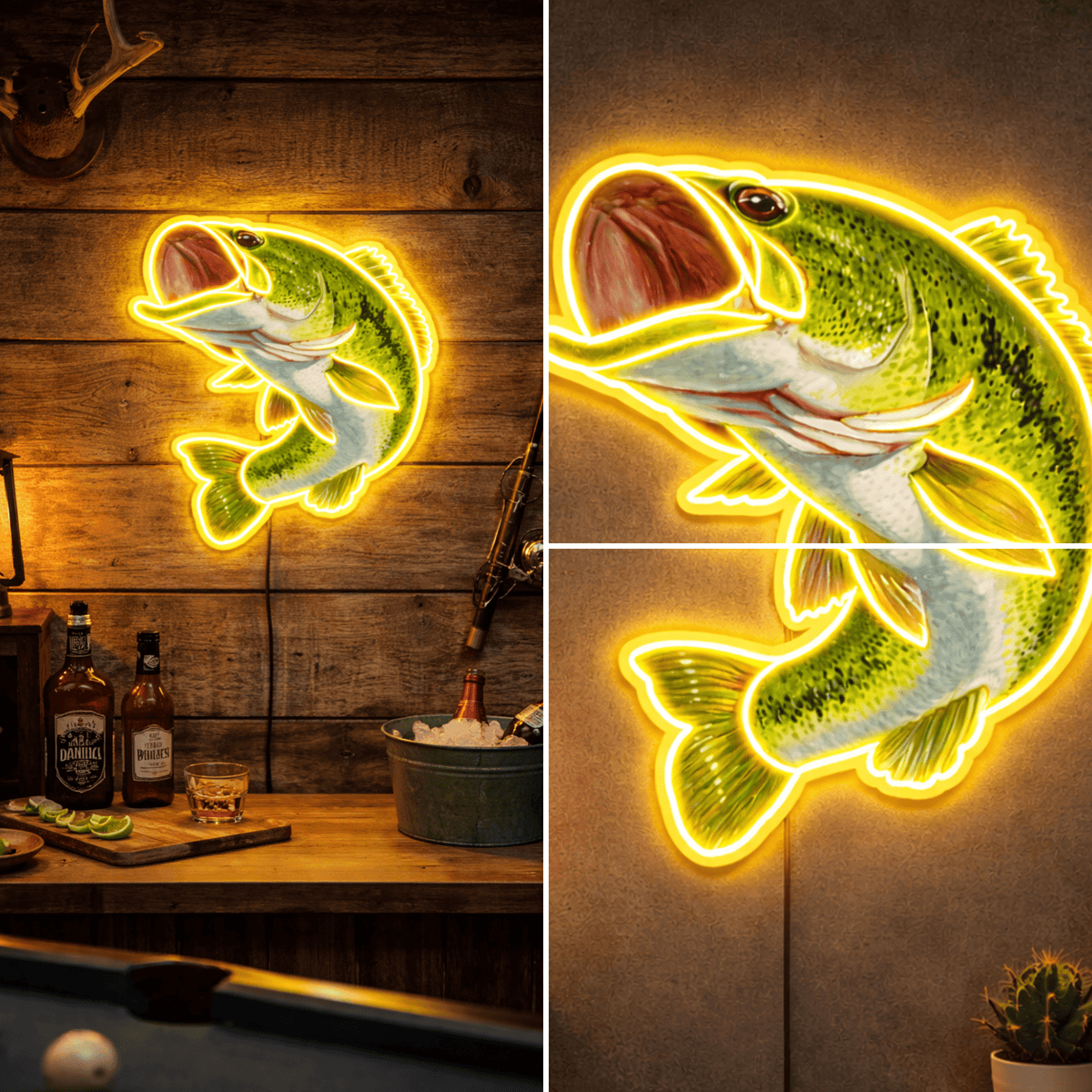 ShineNeon™ Bass & Sunset Fishing LED Neon Signs - Ultimate Angler Cabin Man Cave Wall Decor