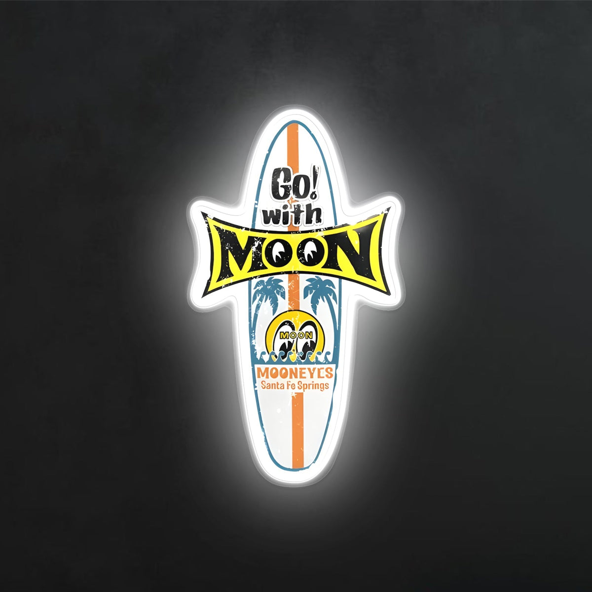 ShineNeon™ Mooneyes Surfboard LED Neon Sign - Retro Surf Wall Art Decor (USB Powered)